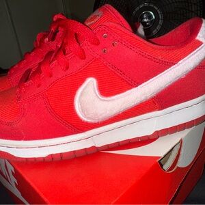 Nike valentine dunks Vibrant Red Sneakers with Soft White Logo